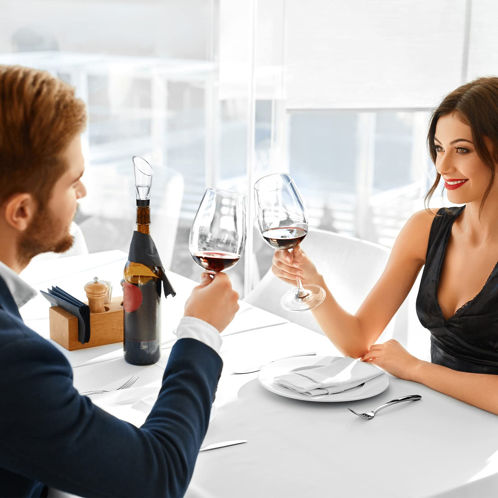 Aireador de vino vertedor con boquilla y decantador para mejorar el sabor, ramo mejorado, acabado rico y burbujas, sin goteo ni derrames (12 piezas) 5