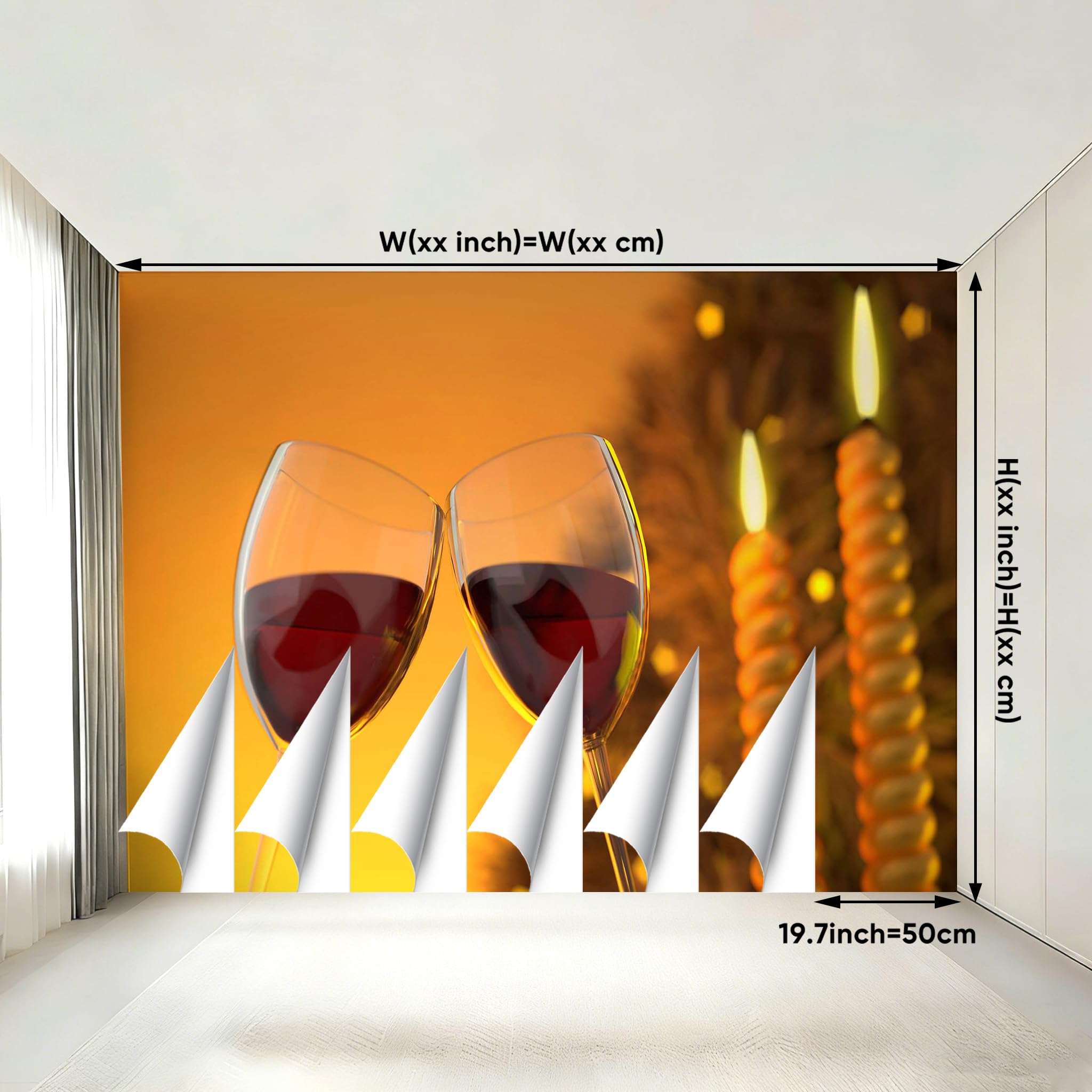 Große Vlies Fototapete Romantisches Weinglas 250x175 cm 3D Effekt Rotwein und Kerzen Wandtapete Vliestapete für Schlafzimmer Moderne Wandgestaltung Poster 3056o