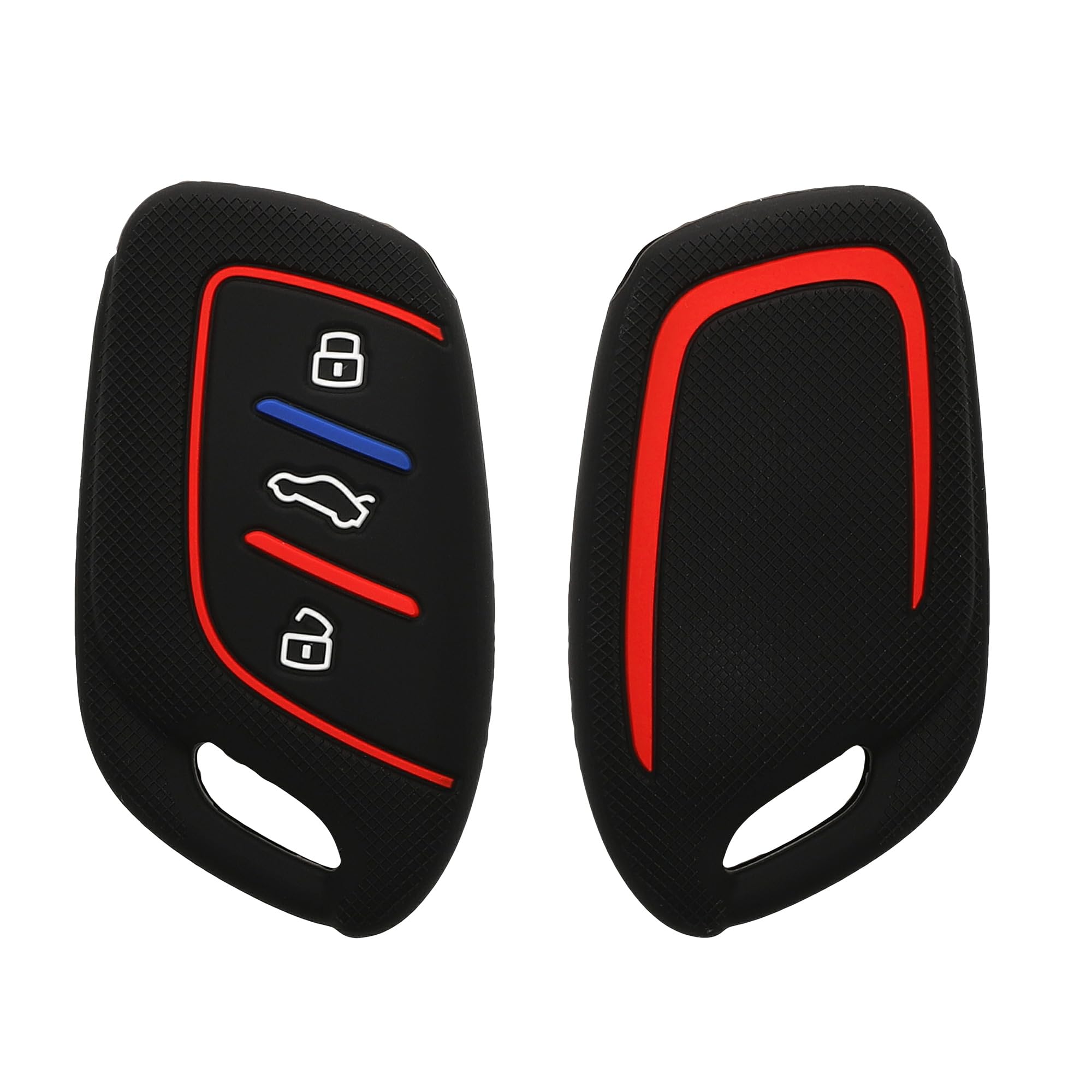 kwmobile Car Key Cover Compatible with MG 3-Button ZS MG4 MG5 MG6 Key Cover - Silicone Protective Car Key Fob Case - Black/Red/Blue