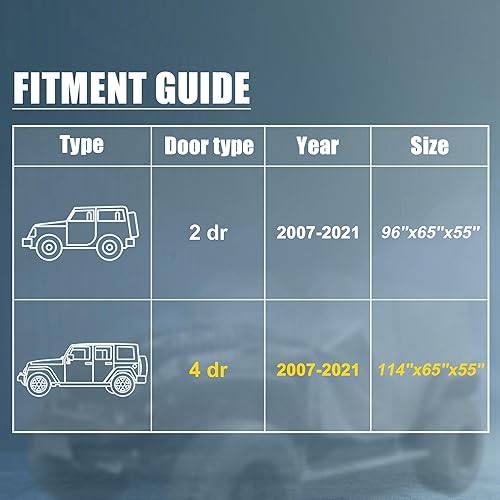 Miniatura 2 de X AUTOHAUX Cubierta de automóvil SUV para Jeep Wrangler JK JL Hardtop y convertible Soft Top de 4 puertas 2007-2021 para exteriores, protección