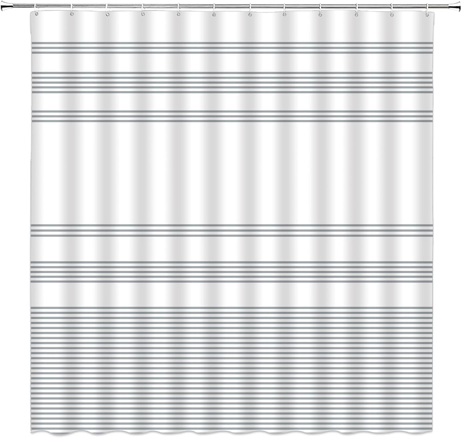 Sage Green White Shower Curtain Striped Modern Minimalist Bathroom Decor Curtain with Hooks,70" WX78 H