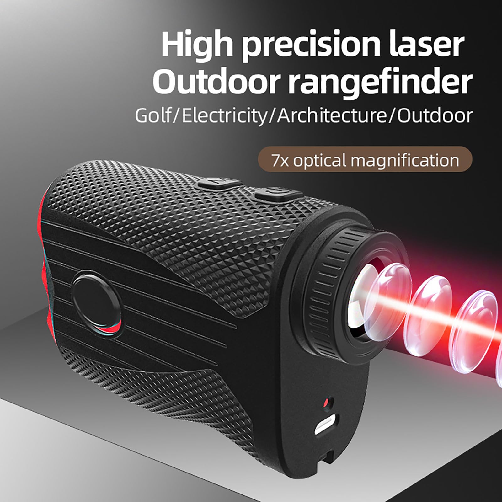 Telémetro De Golf Recargable con Función De Encendido Y Apagado De Pendiente, Aumento De 7X, 3-1200 Yardas, Precisión De ±0,1 Yardas, Bloqueo De Bandera Y Banda Magnética para Uso