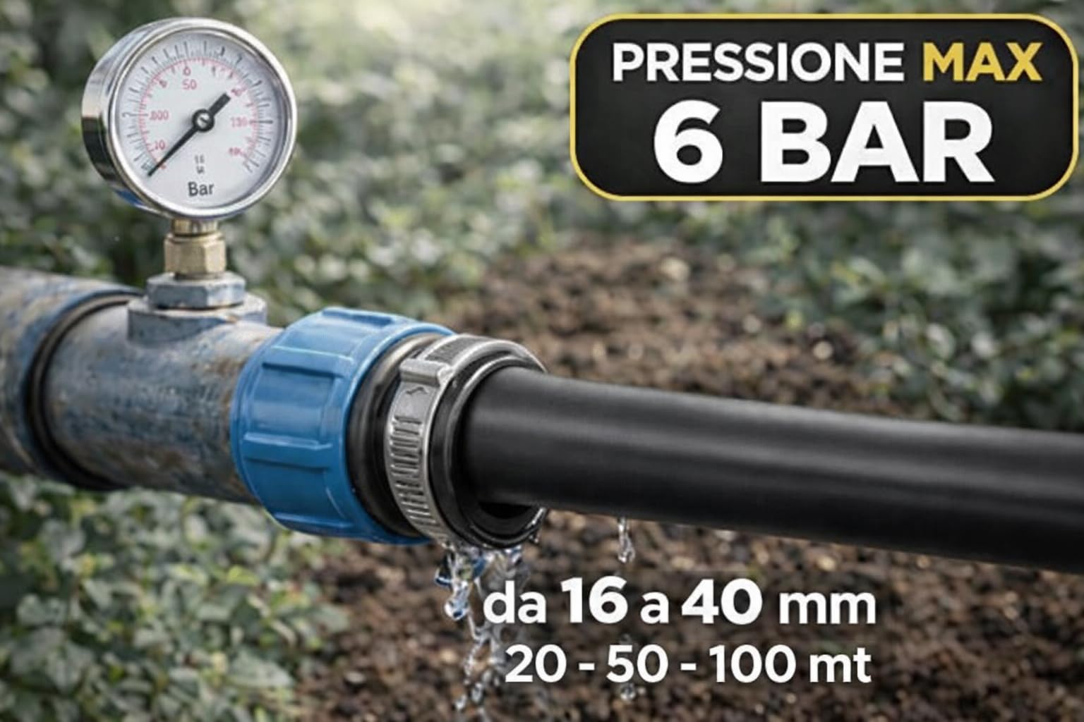 Tubo in Polietilene Nero LDPE PN6 diametro 16mm da 50 metri per Irrigazione Agricola e Giardino – Alta Resistenza 6 Bar – Made in Italy