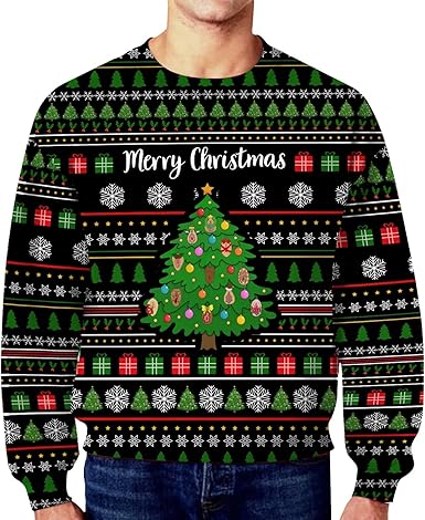 Pull De Noël Pour Homme - FINDPITAYA - Elk Imprimé Festif - Manches