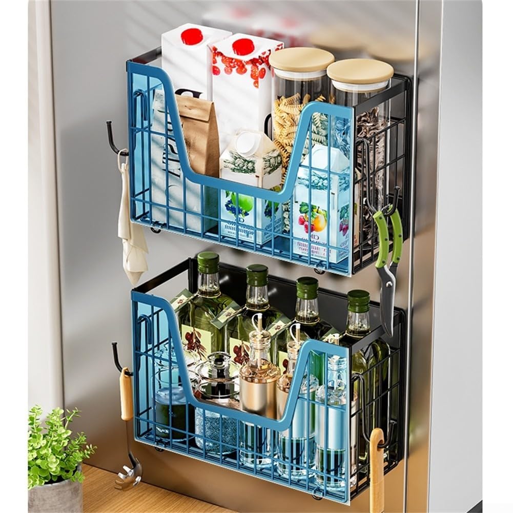 Kühlschrank-Seitenregal für Küchenorganisation – magnetisches Gewürzregal und Gemüsehalter – Metall, 31,5 x 12,5 x 20 cm