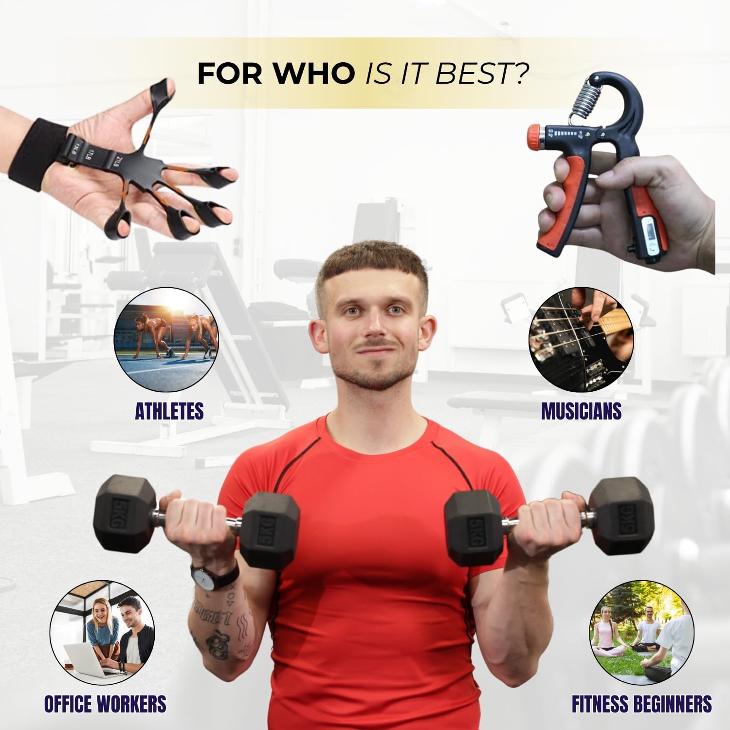 XYNO Adjustable Hand Grip & Finger Exerciser Combo | Power Gripper 10β60 KG Resistance | Forearm, Wrist & Finger Strength Trainer for Home & Gym | Men & Women (Black/Orange) 2