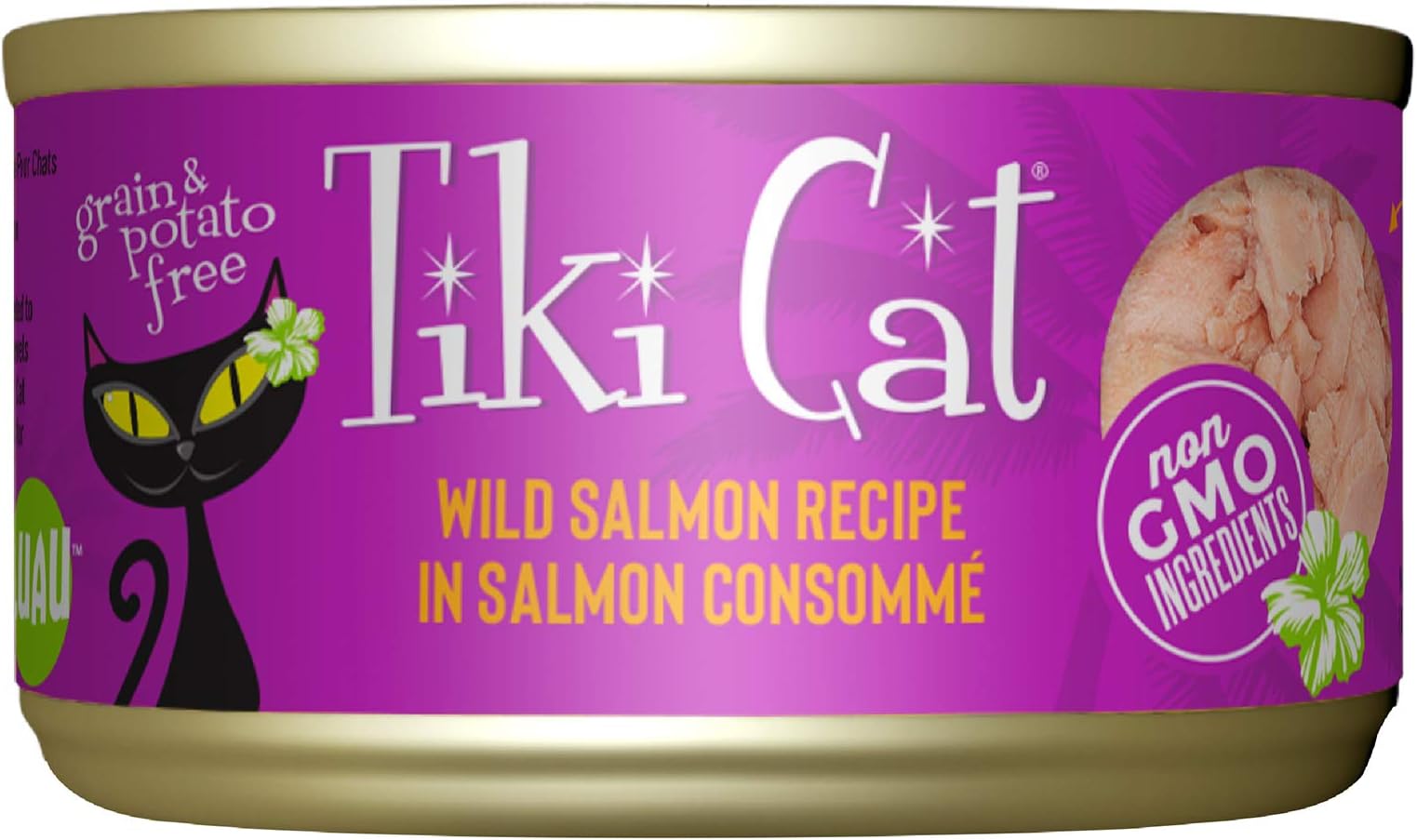 Tiki Cat Luau Shredded Meat, Wild Salmon Recipe in Salmon Consumme, Grain-Free Balanced Nutrition Wet Canned Cat Food, For All Life Stages, 2.8 oz. Can (12 Count)
