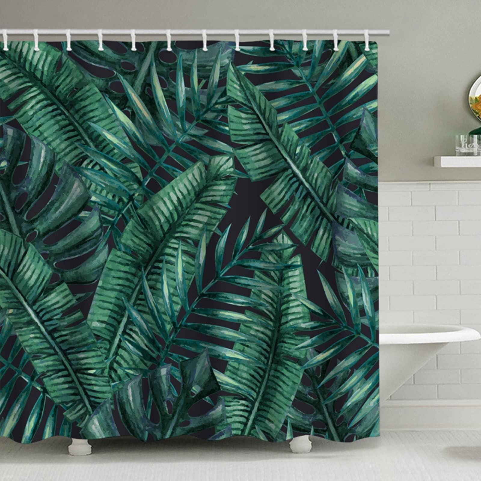 Rideau de douche feuilles de palmier pour créer une ambiance jungle tropicale