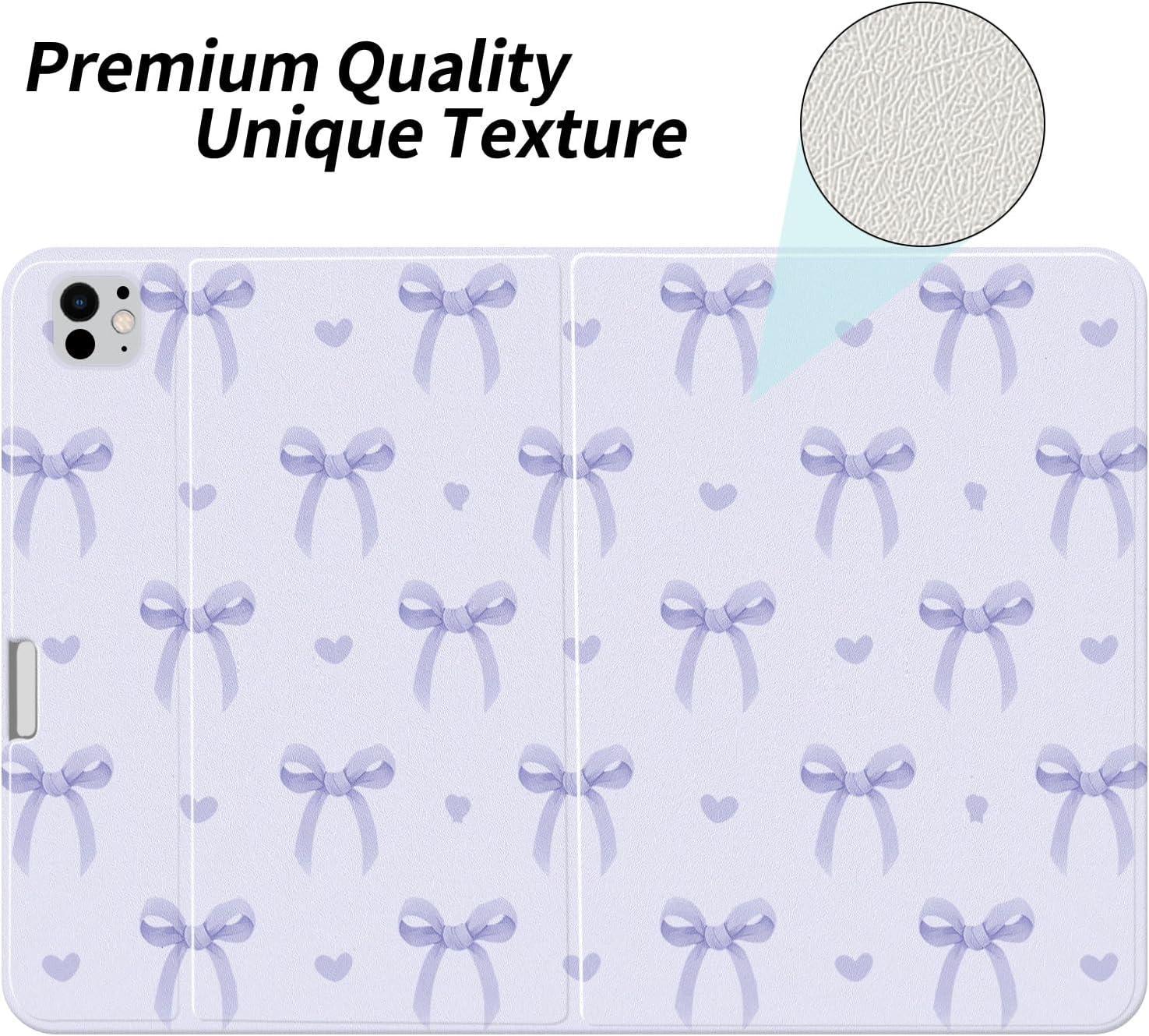 Cute Purple Bow Case for iPad mini 7 (A17 Pro) 2024 / iPad mini 6 2021 8.3 Inch with Pencil Holder Multi-Angle Viewing Stand Leather Folio Cover Aesthetic Girly Protective Case