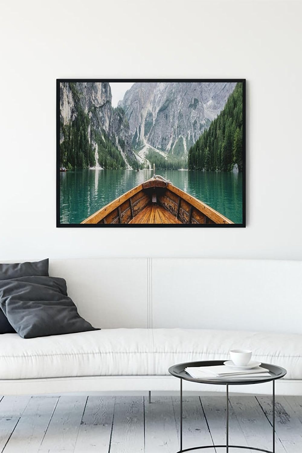 Postermanya (pster10757) Tekne Ve Göl Manzara Çerçeveli Tablo (50x70cm)