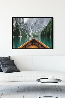 Postermanya (pster10757) Tekne Ve Göl Manzara Çerçeveli Tablo (50x70cm)