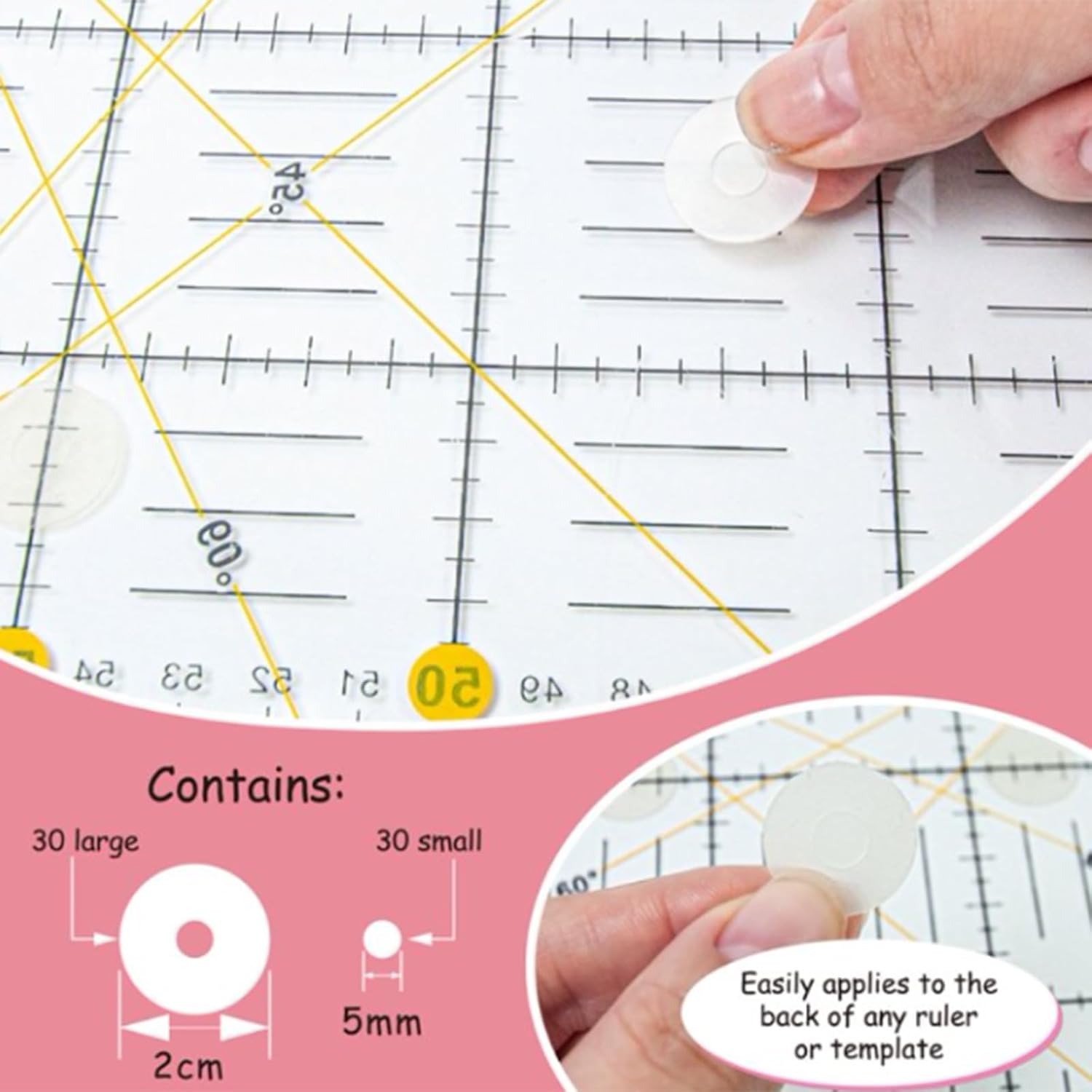 Silicone Grips for Quilt Templates Ruler Grip Sticker Adhesive Grips Quilting Template