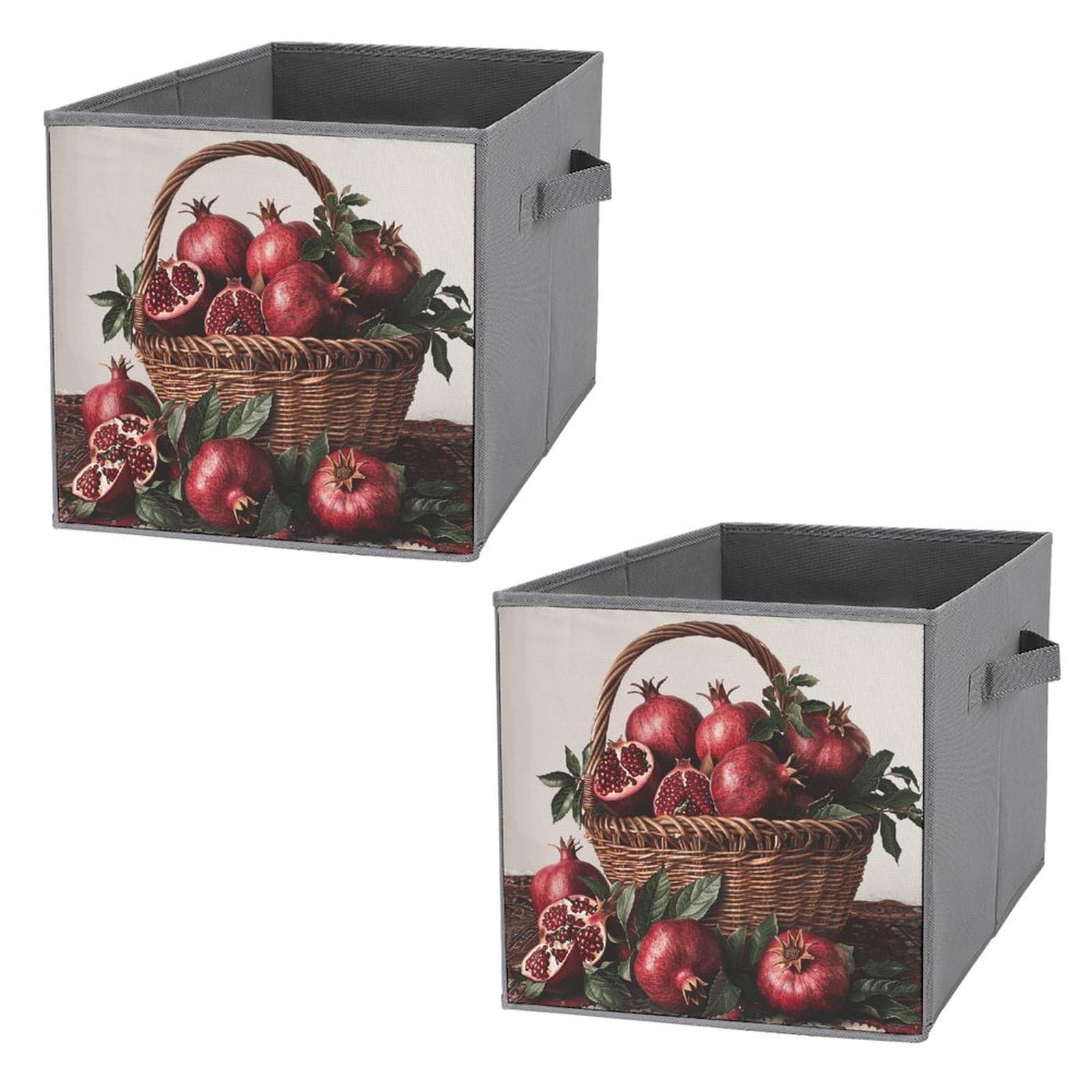 Pour organiser les vêtements sans effort : lot de 2 bacs pliables imprimés grenades