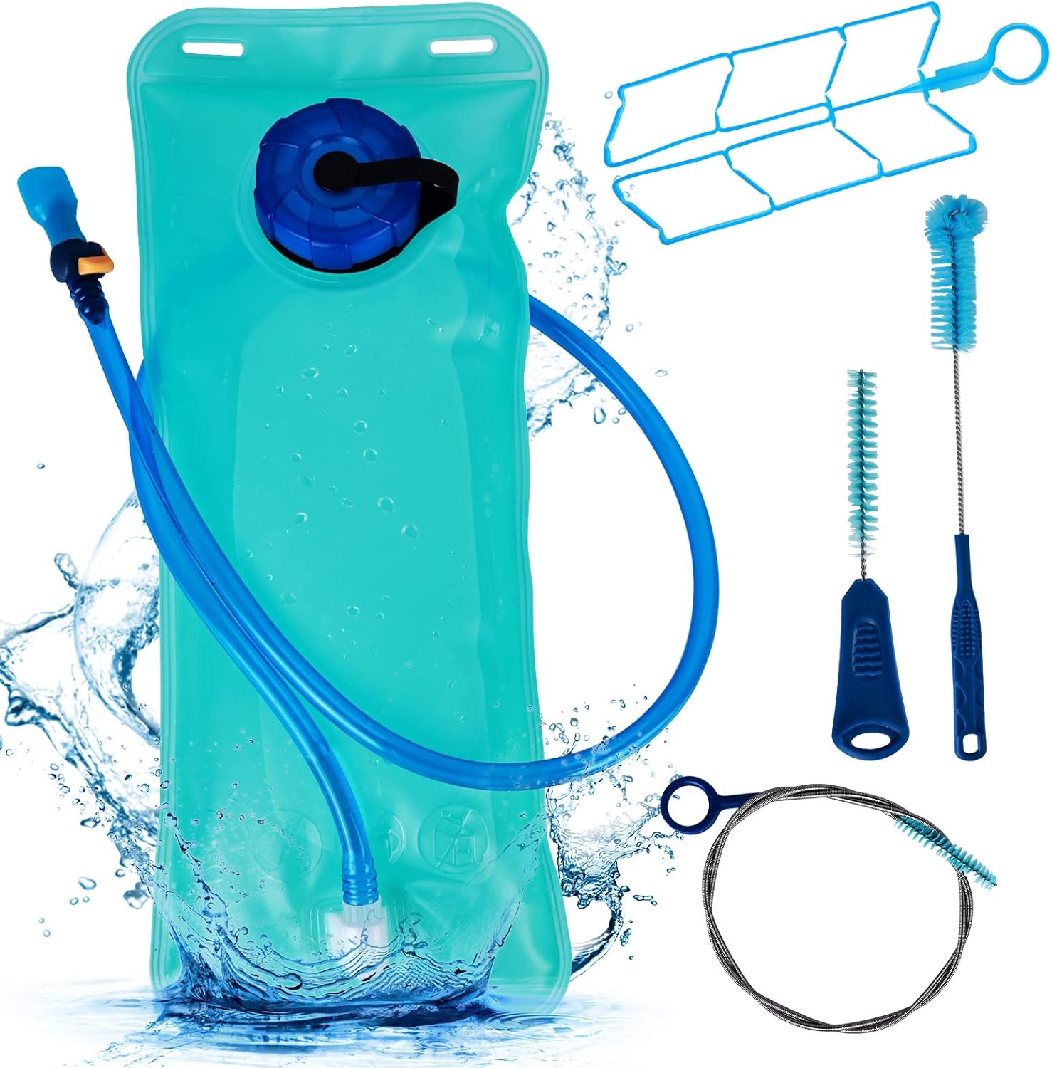 Palwin Trinkblase 2L Outdoor - BPA-freier Trinkbeutel Mit Beissventil | Inklusive Reinigungsbürste Für Wandern & Sport