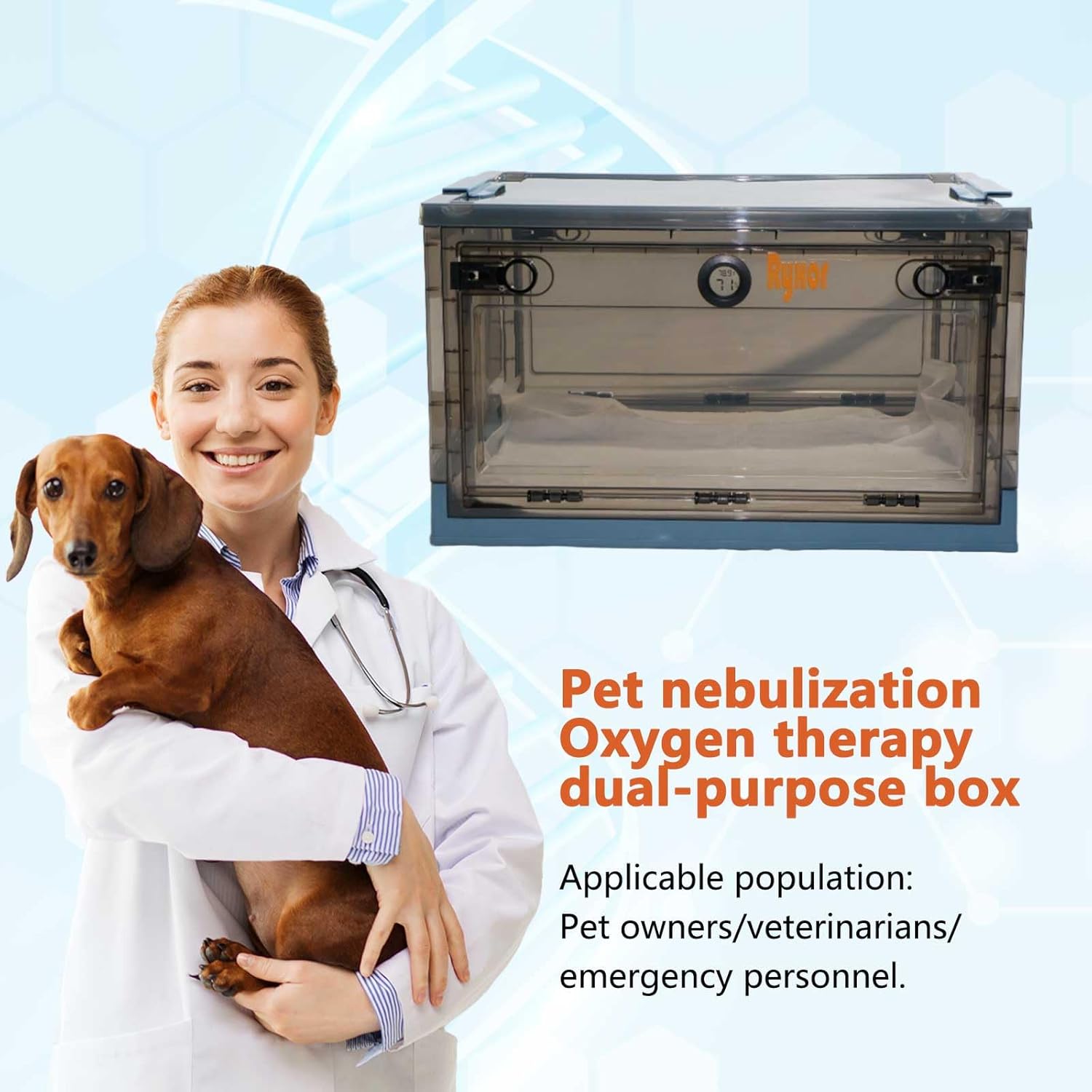 Pet Atomization Nest, Dedicated Folding Oxygen Tent, ICU Cage Cough Breathing Medical Box, Large PET Brooder Nursery for Cough Breathing Treatment Nebulization Box (Blue, Medium)