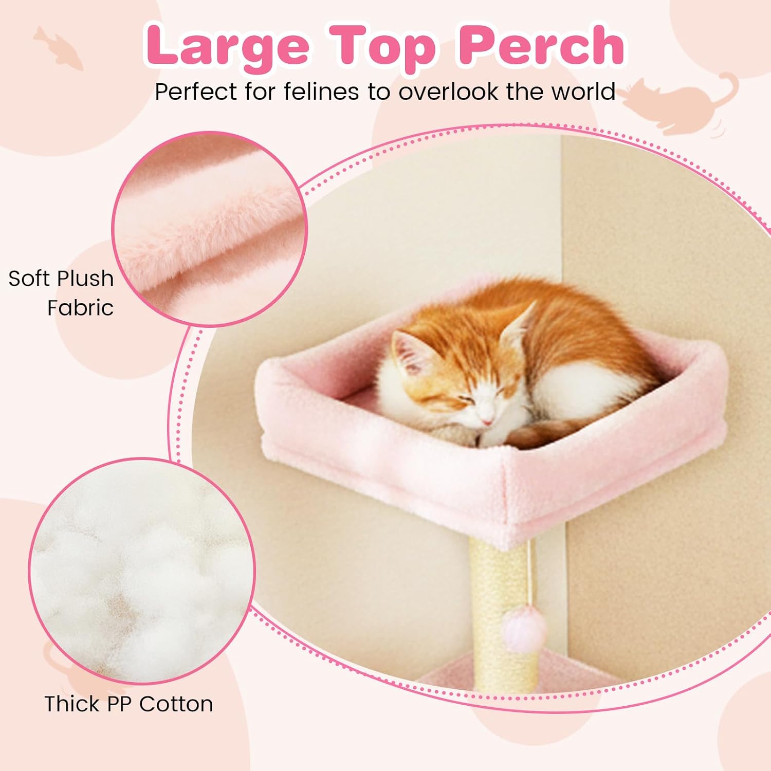 Tangkula Pink Cat Tree for Indoor Cats, 75 Inch Extra Tall Cat Tower with Sisal Scratching Post, Padded Top Perch, Dual Condos, Hammock, 2 Dangling Balls, Platforms, Multi-level Cat Climbing Furniture