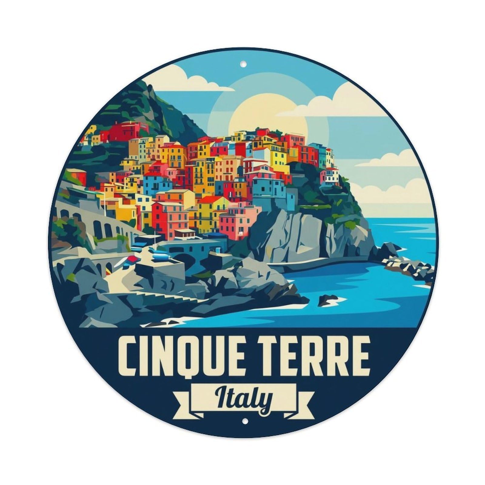 Vintage Travel Cinque Terre Italy Faith Metal Tin Sign