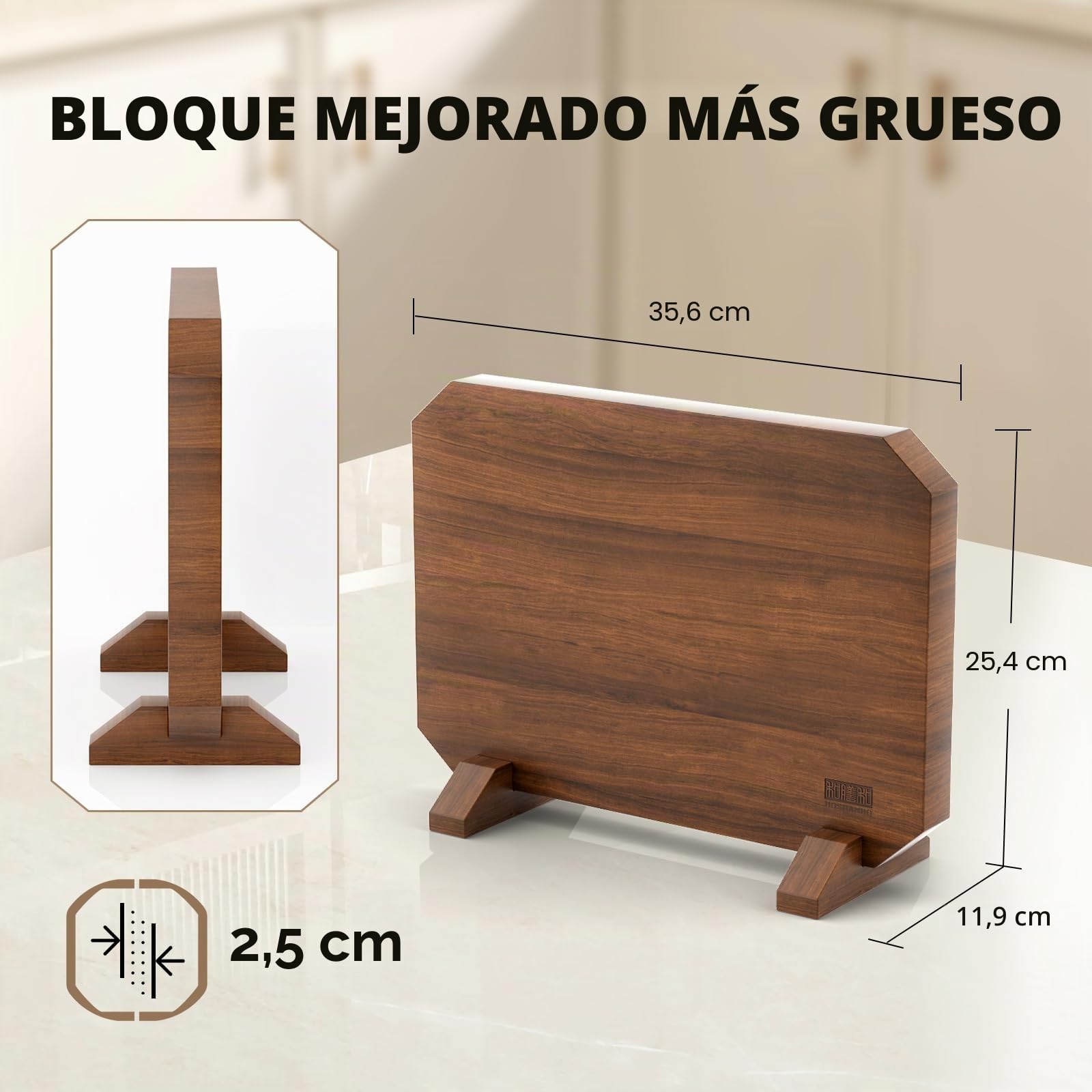 HOSHANHO Soporte Magnético Para Cuchillos de Doble Cara, Bloque para Cuchillos Magnético de Acacia, Multifuncional Soporte Iman Cuchillos, Base Magnética de Madera Cuchillos para Cocina