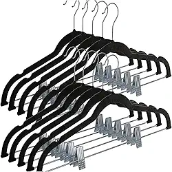 Kit 10 Cabide de Veludo Slim com Presilha de Metal – Preto, Cinza ou Bege | Antiaderente, Reforçado e Elegante