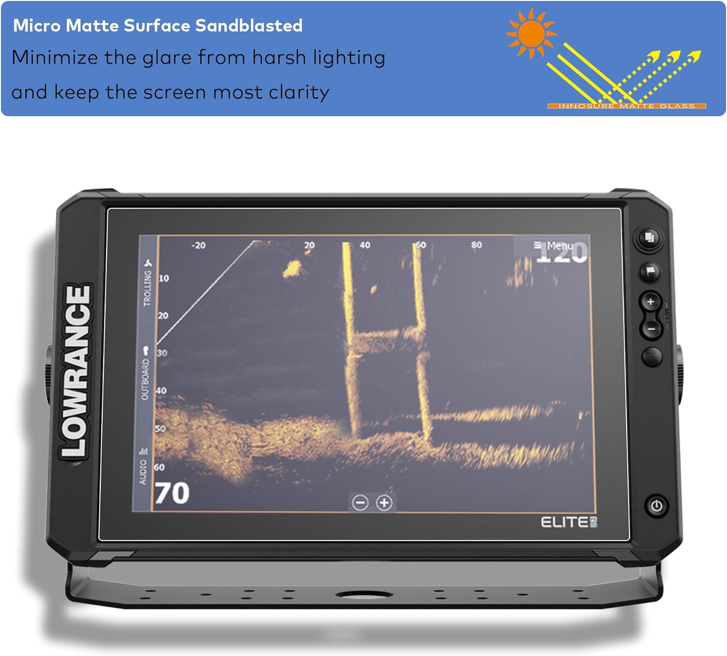 Premium Tempered Glass Screen Protector for Lowrance Elite FS 12 Inch Touchscreen Fish Finders Accessories Anti Glare (Matte)