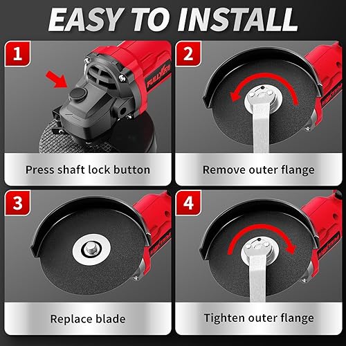 Miniatura 9 de Amoladora angular inalámbrica de 4-1/2", amoladora angular sin escobillas de 12000 RPM, amoladora angular eléctrica con 2 * baterías de 4.0Ah y 3
