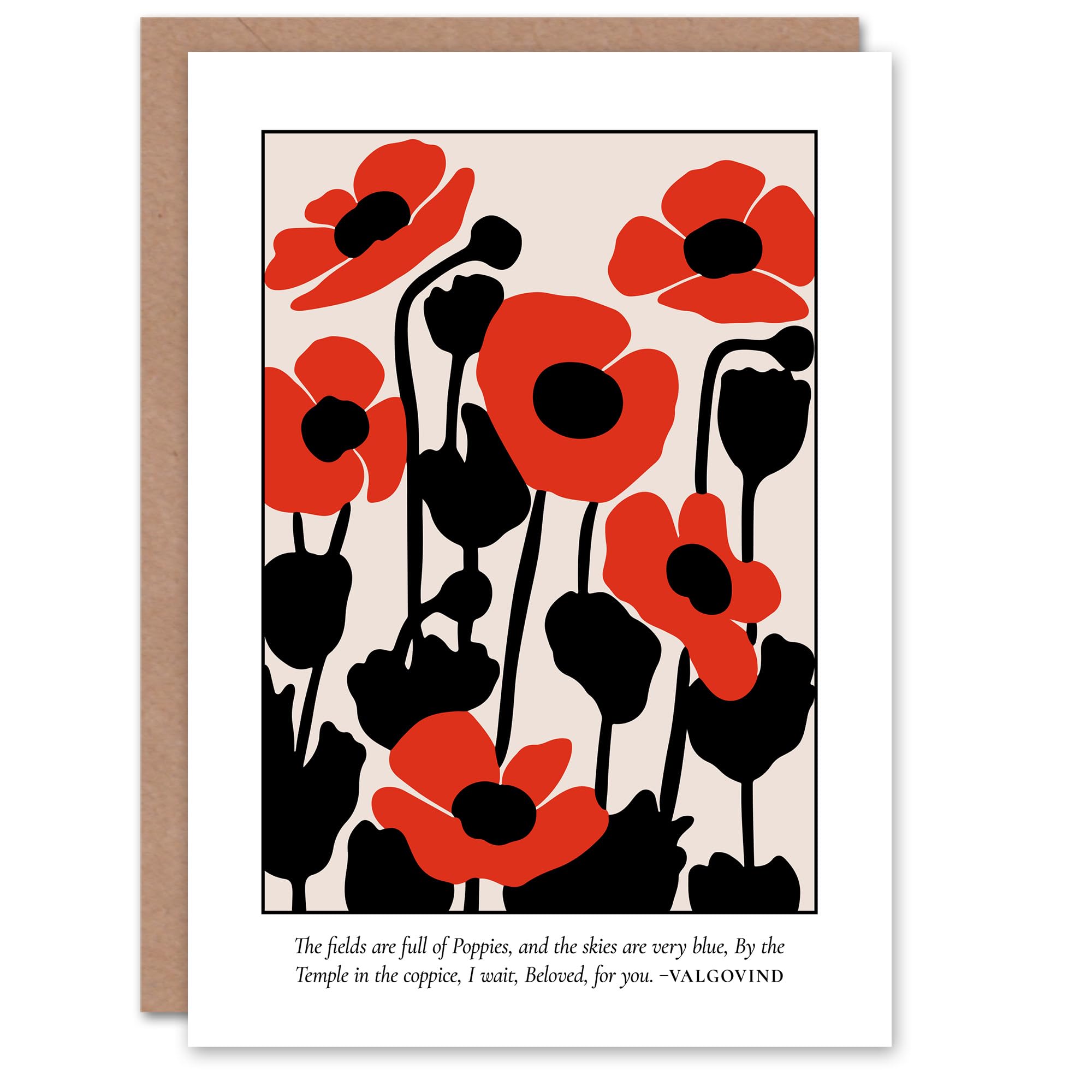 Artery8 Greeting Card Poppies Early Pearly Morning Graphic Design Blank For Him Or Her Art Birthday Card