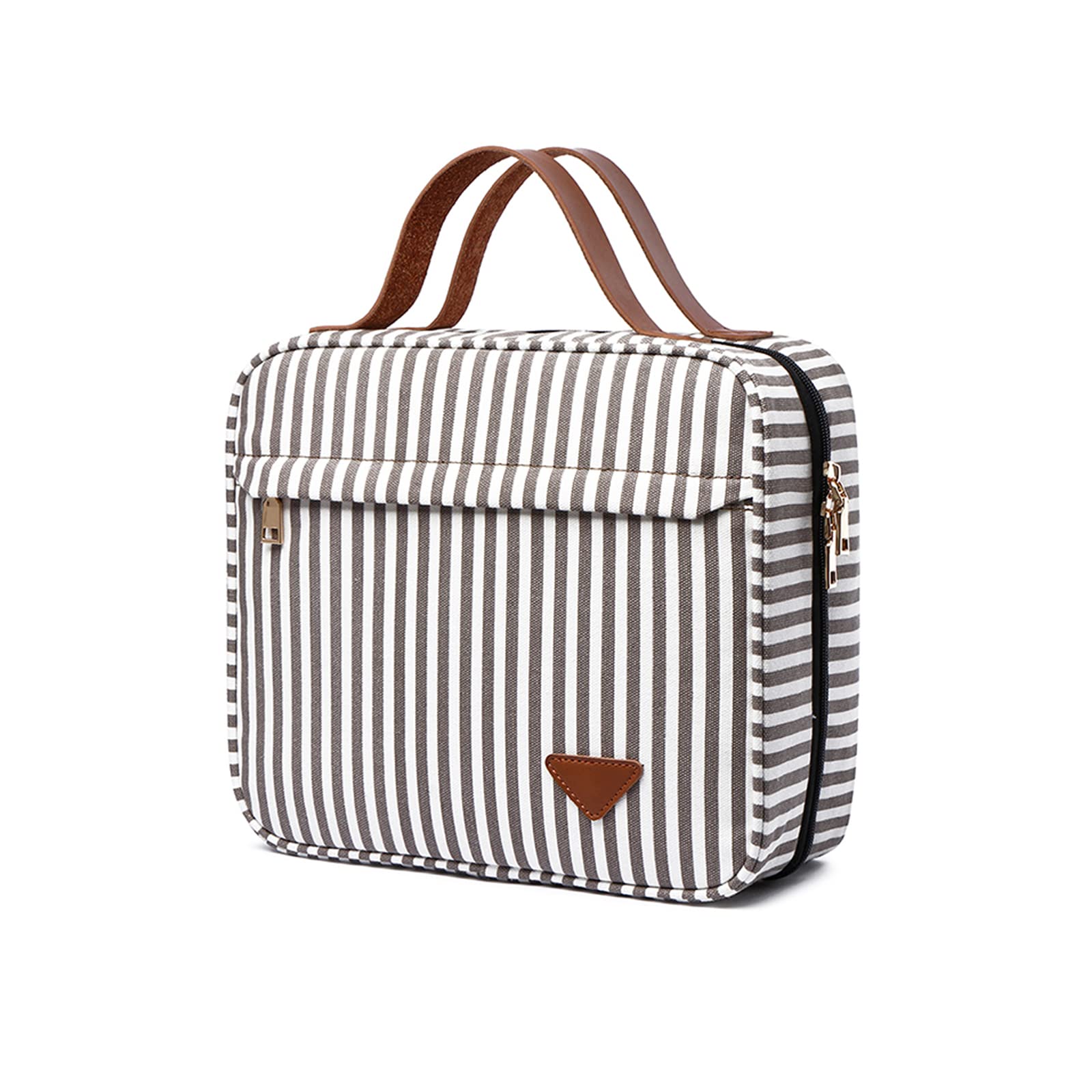 FANDARE Borsa da toilette da viaggio Borsa Cosmetica Beauty Case da Viaggio Donna Uomo Borsa da viaggio Tela Borse Bagno Cosmetici Organizzatore Beauty Astuccio con Multi Scomparti Marrone