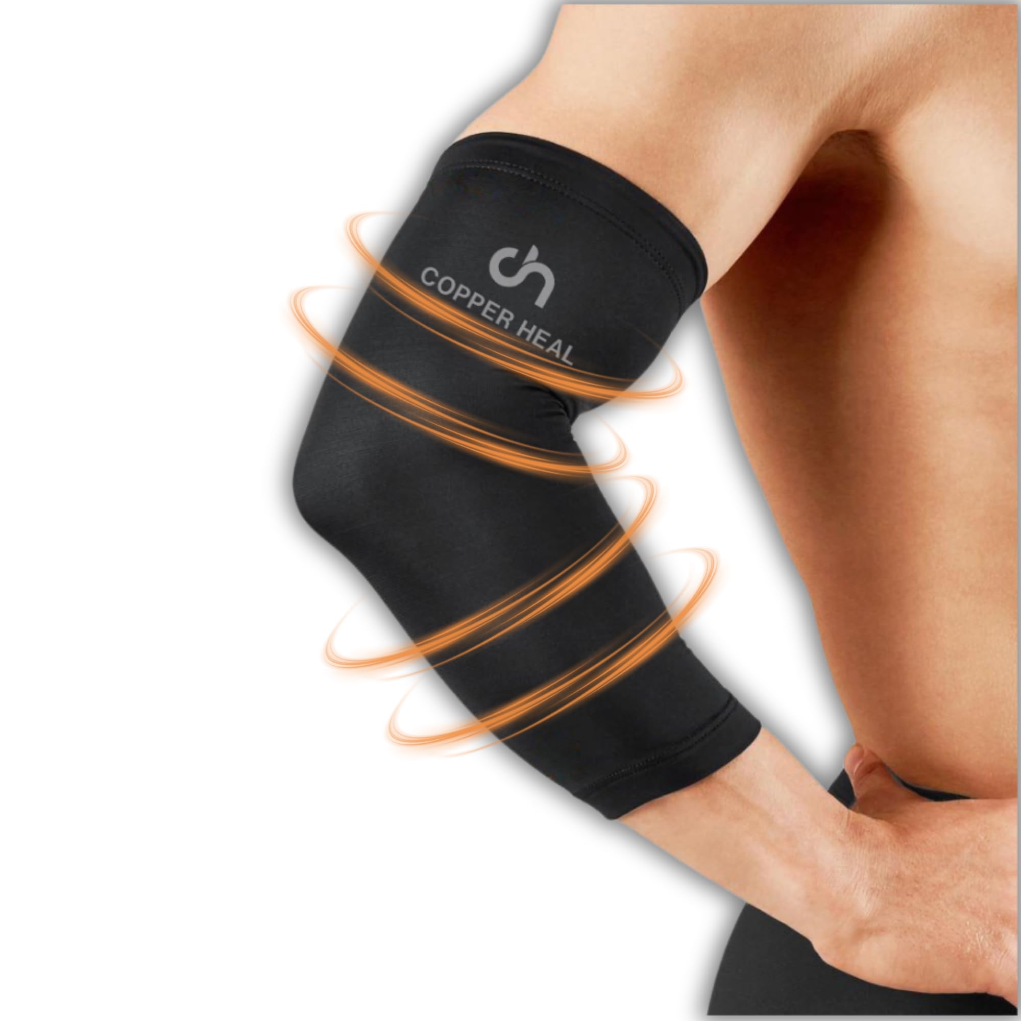 COPPER HEAL Elbow Compression Sleeve - Recovery Elbow Brace GUARANTEED with Highest Copper Infused Content - Support Stiff Sore Muscles and Joints