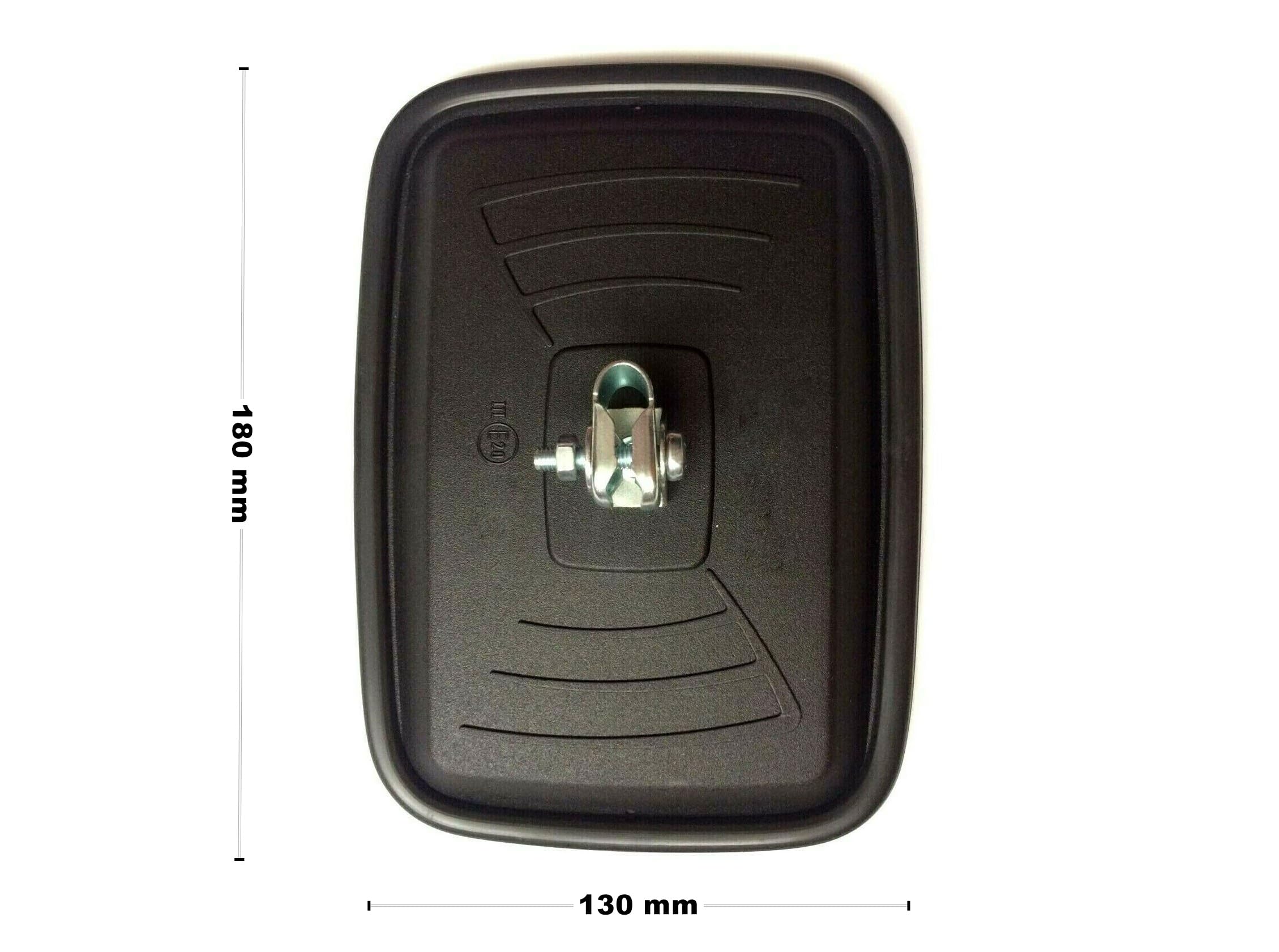 Rétroviseur 180x130 mm Tracteur Camion avec Support Ø10 mm Homologation E20 gauche droite diamètre: 10 mm Machines Agricoles Camping-car