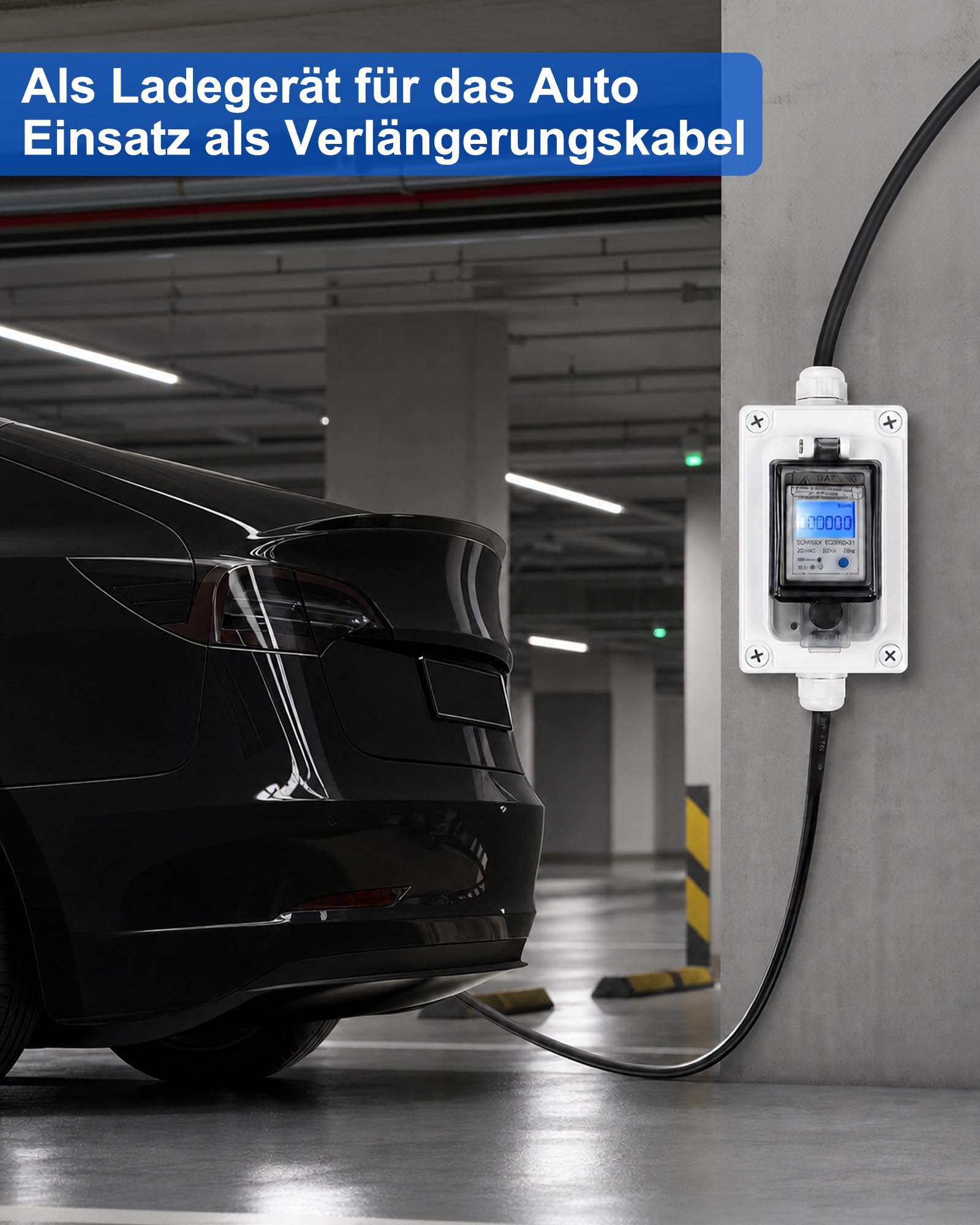 Mobilny cyfrowy licznik prądu do gniazdka 230 V: licznik prądu gniazdko z przyciskiem resetowania i wodoodporną obudową z tworzywa sztucznego IP65 do samochodów kempingowych, pojazdów elektrycznych