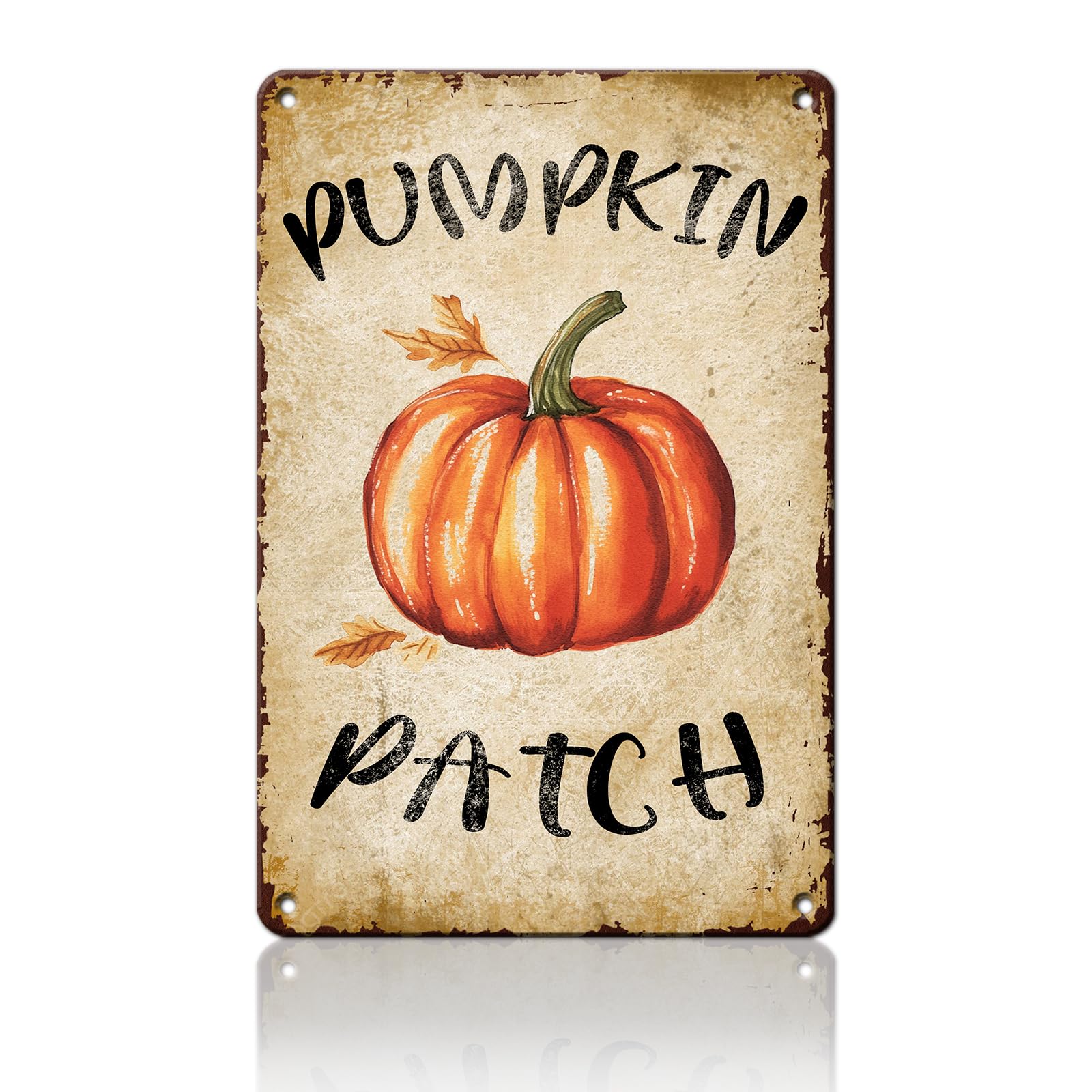 Autumn Pumpkin Patch Metal Tin Sign Vintage Rustic Wall Art Fall Decor Thanksgiving Farmhouse Plaque 8x12inch
