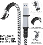 Link Cable 16FT VR Cable Compatible with Meta Oculus Quest 2/Quest 3/Pro Pico, Nylon Braided Accessories and Gaming PC Steam VR, USB 3.0 Data Transfer Type C Cable, for VR Headset