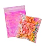 Cherodada 5x6 Inch Cookie Bags with Seals, Iridescent Self Adhesive Sealing Cellophane Brownie Wrappers Bags, Holographic Individual Treat Plastic Bags for Gift, Baking, Snack Packaging (100 Pcs)