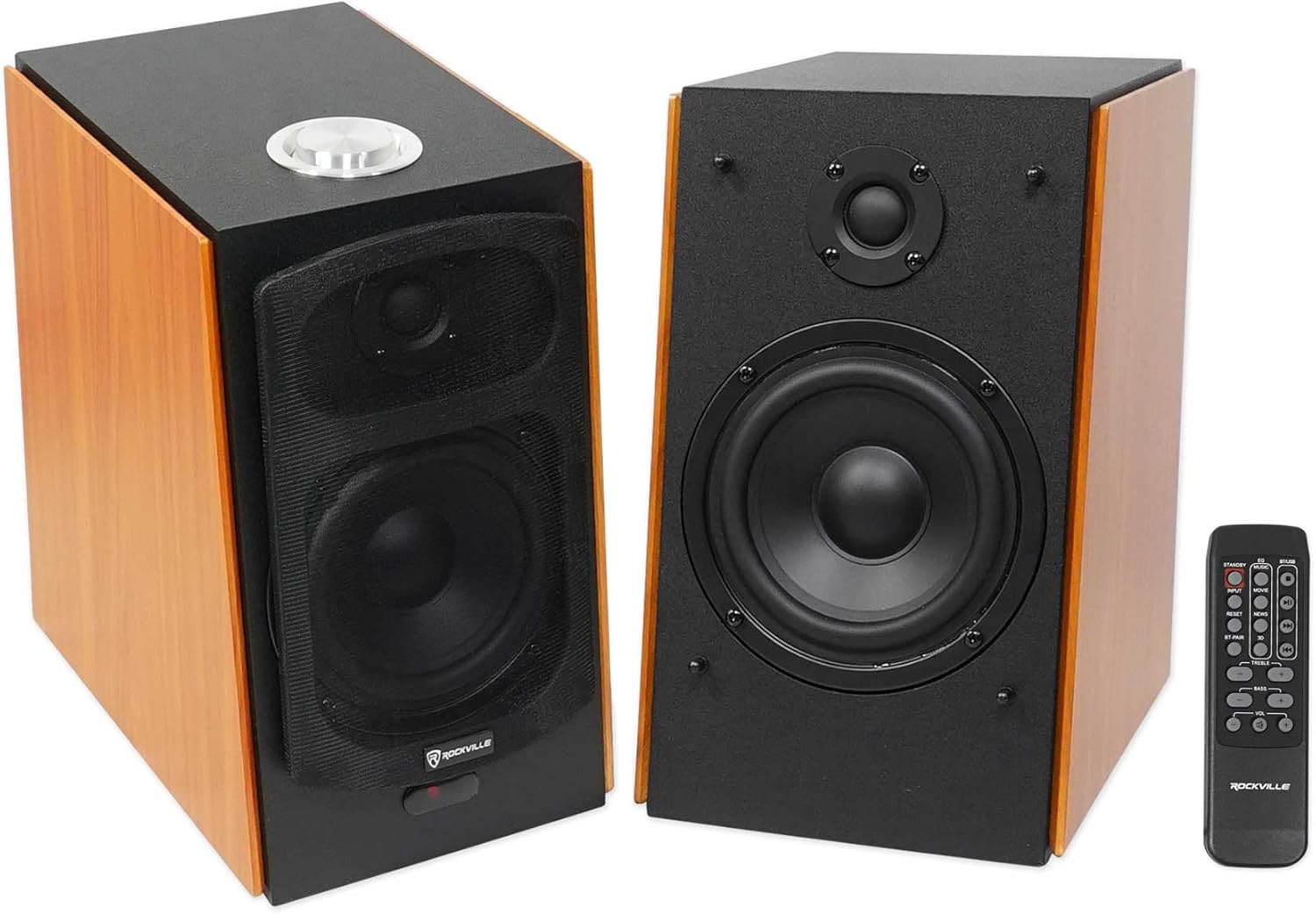 Rockville HD5 Pair Powered Bookshelf Speakers Bluetooth Monitor Speaker System 5 inch