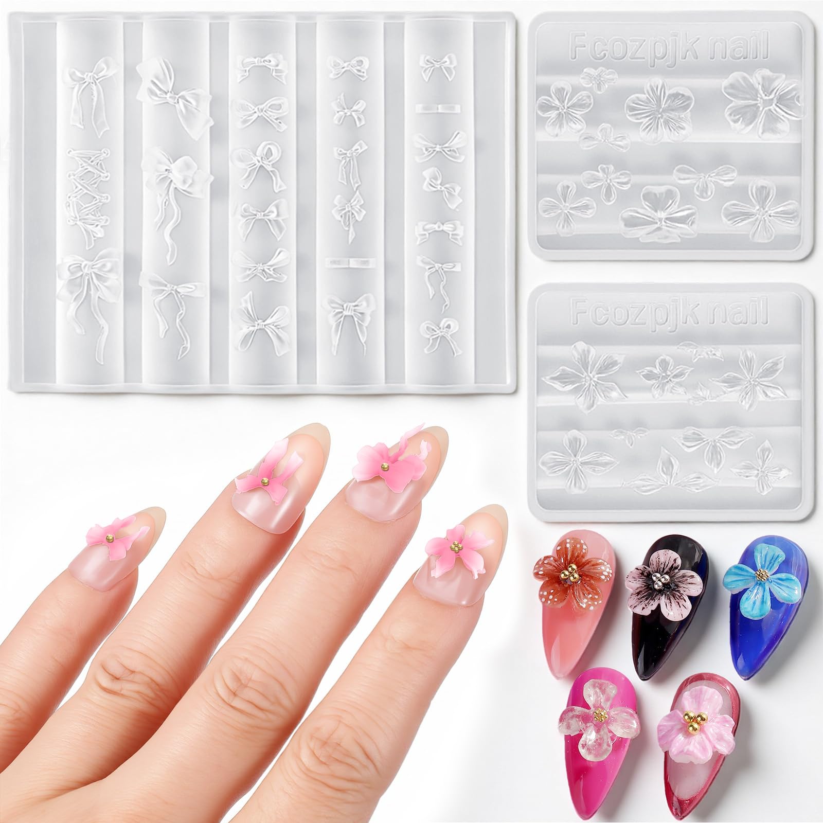 Moldes de silicona 3D flores Nail Art herramientas decoración uñas resina