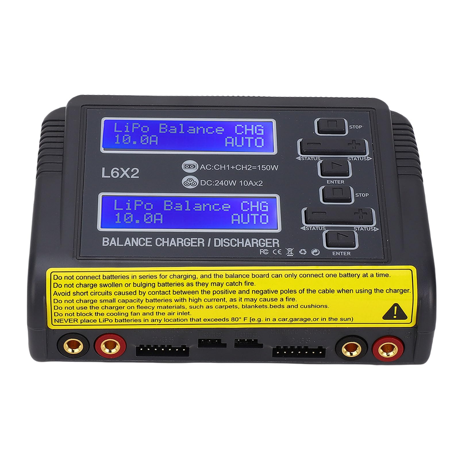 POENVFPO Caricabatterie LiPo a Doppio Canale 150W per Aerei RC LiPo LiFe