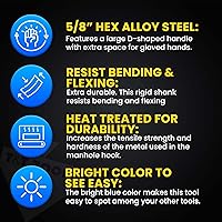 Vista 3 de T&T Tools - Gancho de boca de 24 pulgadas, gancho individual resistente para levantar tapas de alcantarilla, desagües de tormenta, elevadores