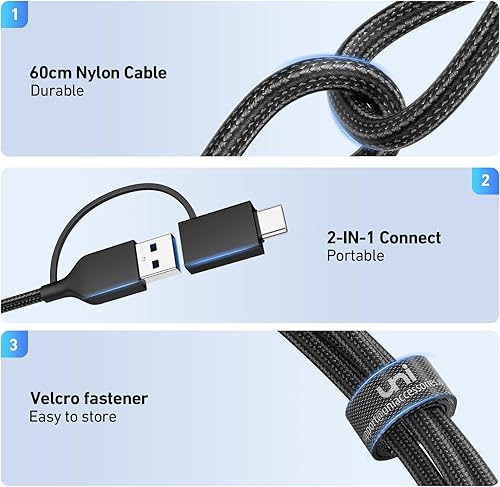 Miniatura 4 de uni Lector de tarjetas SD, lector de tarjetas de memoria 4 en 1 USB C USB 3.0 adaptador de doble conector lectura simultáneamente SD MS CF TF