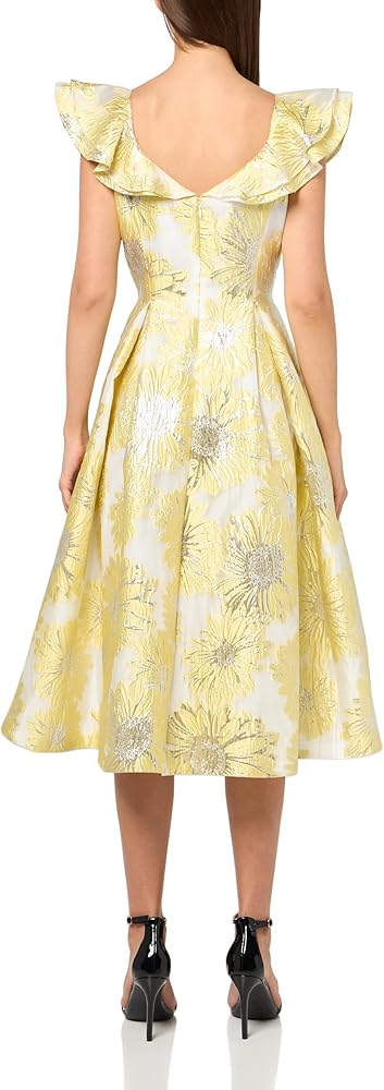 Acka all sheer flower dress（beige） Amazon.com: Adrianna Papell Women's Sheer Floral Ruffle Midi