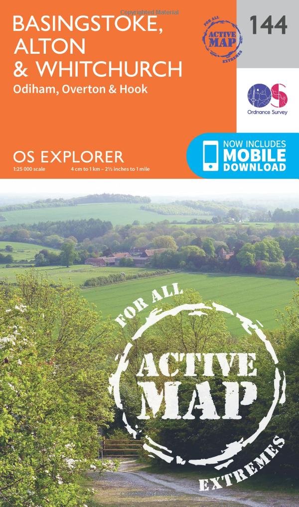 Basingstoke, Alton & Whitchurch Map | Weatherproof | Odiham, Overton & Hook | Ordnance Survey | OS Explorer Active Map 144 | England | Walks | Hiking | Maps | Adventure
