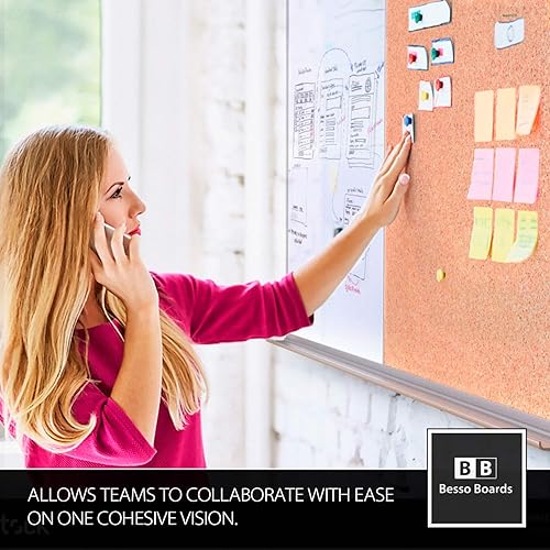 Miniatura 9 de Vision Board 2023 combo grande de pizarra blanca y tablero de corcho, tablero magnético, combinación de tablero de corcho de medio boletín para