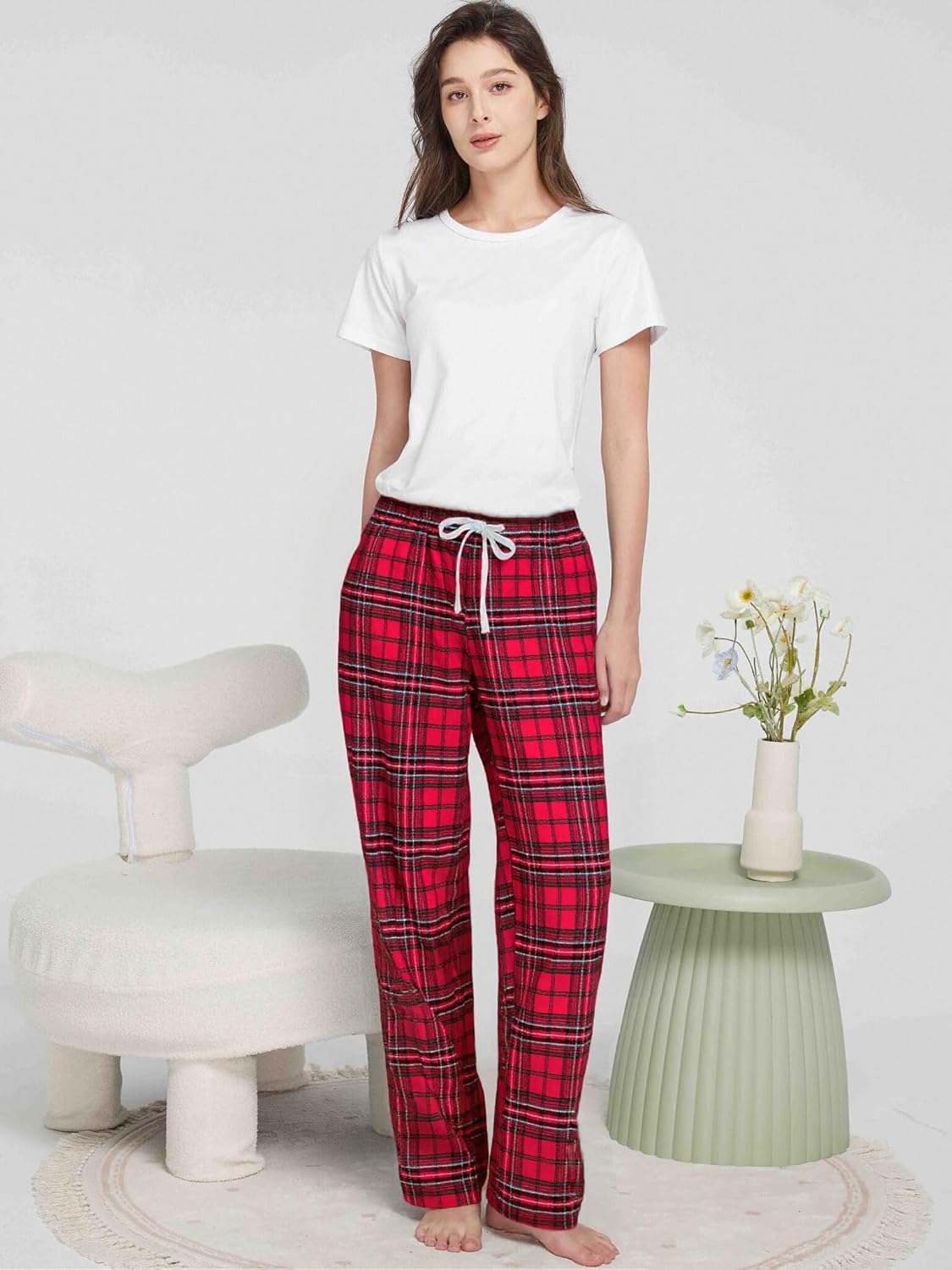 Women's Cotton Flannel Pajama Pants, Soft Lounge Bottoms with Pockets - Image 7
