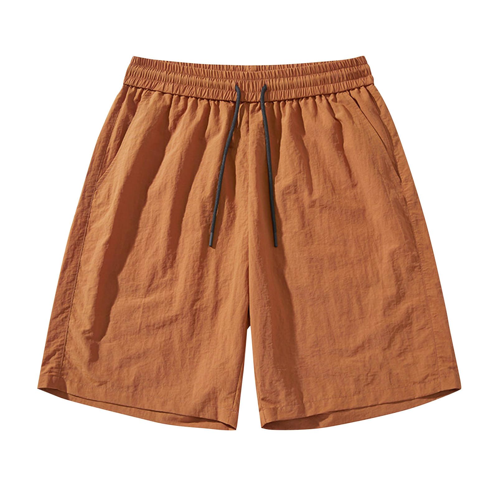 Mens Regular Fit Elastic Waist Sports Shorts for Summer Solid Color Casual Soft Touch Athletic Shorts with Drawstring & Pockets Lightweight Breathable for Gym Running Walking Lounge Wear