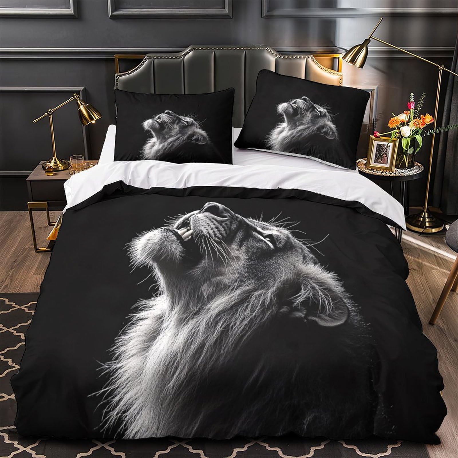 Housse de couette lion sauvage pour chambre d'ado