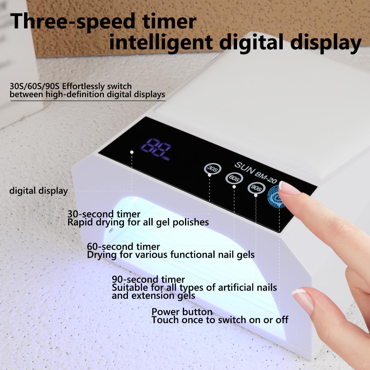 Rechargeable Professional LED Nail Lamp with Digital Timer - USB-Powered Nail Dryer, LCD Display, Portable Nail Dryer for Home, Salon, Manicure/Pedicure, Compact Design for Beginners