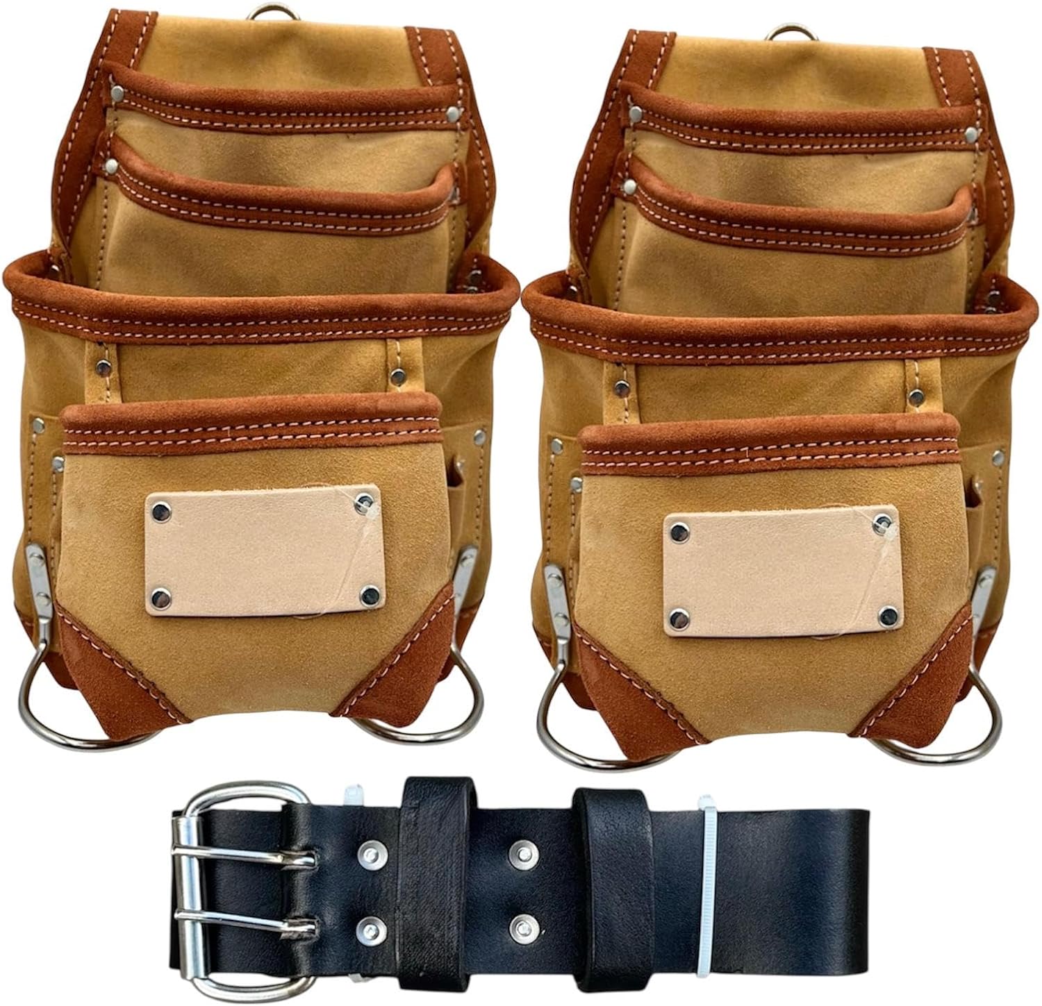 Supreme Leather 10-Pocket Suede Tool Pouch – Heavy-Duty Reinforced Corners, with 3” Belts, Tool Bag for Construction, Crafting, DIY & Gardening