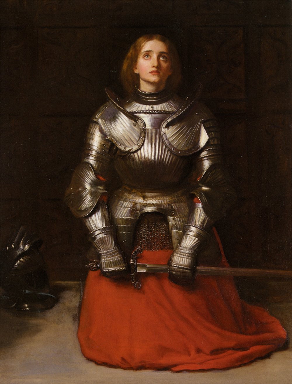 Lámina de Joan of Arc de Millais enmarcada, cuadro decorativo pequeño mate marrón