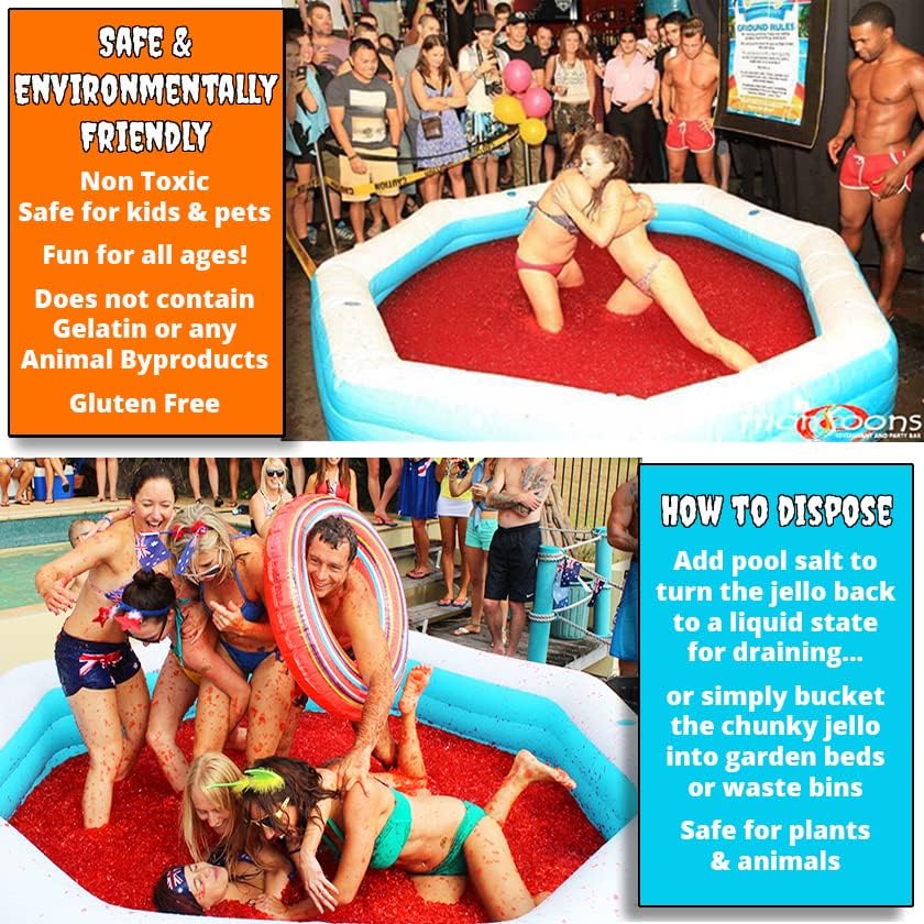 Bulk JELLO WRESTLING Kit 100 Gallon Package! GREEN Jelly Wrestling Mix. Just Add Water to a Jello Pool to make a Jell-o Wrestlers Ring. Easy Set Wrestling Jello for Fundraisers, Tug o War & Party Games