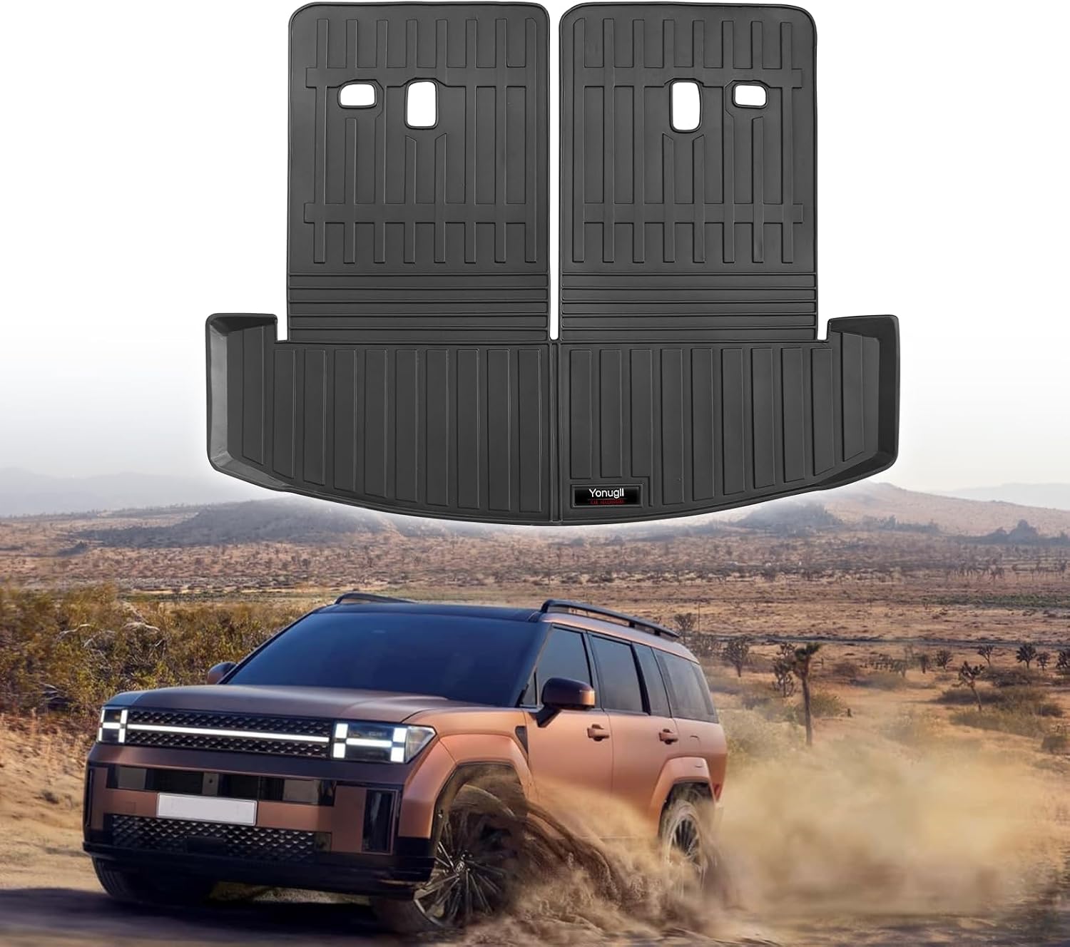 Custom for 2024 2025 2026 Hyundai Santa Fe Trunk Cargo Mat Liner with Backrest Mat All Weather TPE Accessories (for 2024-2026 Hyundai Santa Fe)