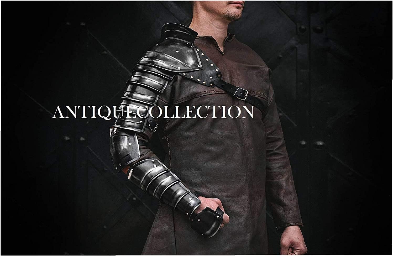 ANTIQUECOLLECTION Medieval Single Pauldron Metal Sleeve Shoulder Arm Armor For Spartacus Cosplay Larp Costume
